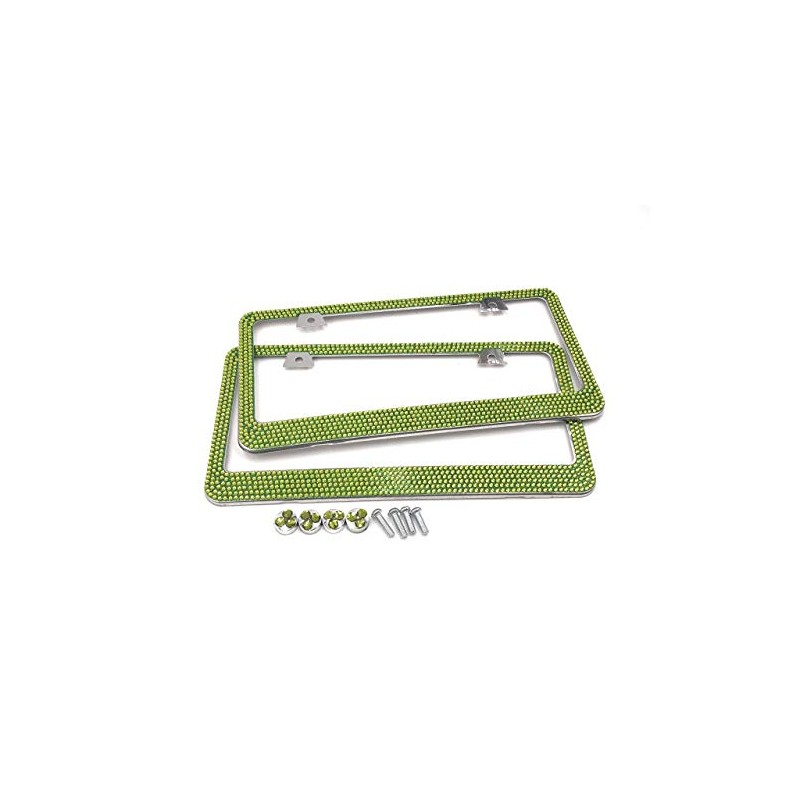 JR2 Premium 2 PCS Shining Crystal License Plate Frame+Free Crystal