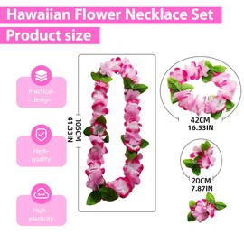 LQIOACU Hawaiian Necklaces, Hawaiian Flower Chain, Flower Chain, Hair Band, Bracelets, Grass Skirt, Party Costume Accessories, Flower Chain for Carnivals, Christmas, New Year, Cheerleading, Beach