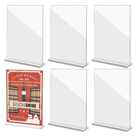 thirei Acrylic Table Stand (6 Pack) Transparent, A5 Acrylic Sign Holder, Advertising Stands for Restaurants, Menus, Documents, Office