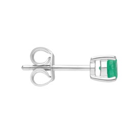 Ivy Gems 9ct White Gold Small Four Claw Emerald Stud Earrings