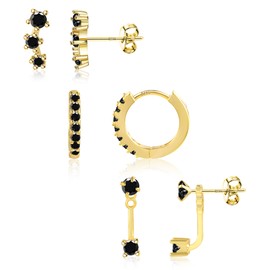 ALEXCRAFT 3 Pairs Cartilage Earrings For Women Gold Studs Earrings Gold Stack Gold Earrings Studs For Women Jewellery Set Multiple Piercings Stack Cartilage Cubic Zirconia Hoop Small