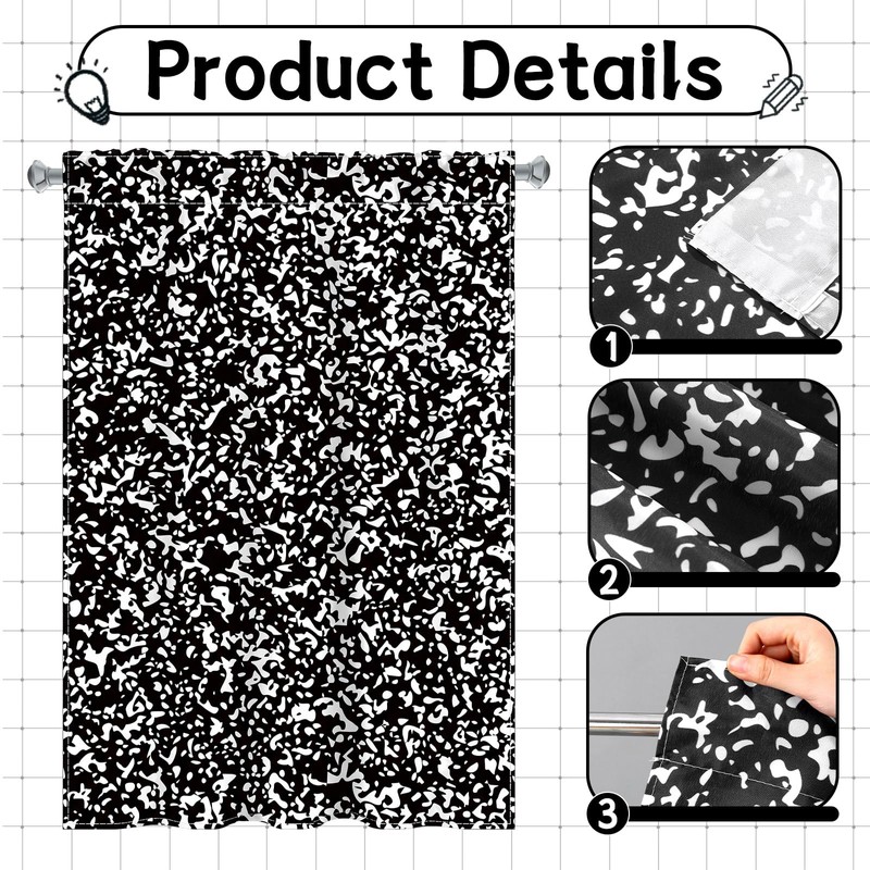 Hahafelt 6 Pcs Composition Notebook Curtains for Classroom Window Curtains