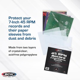 BCW 45 RPM Vinyl Record Sleeves 7-3/8" x 7-5/8" 2-mil thickness (400-Count)