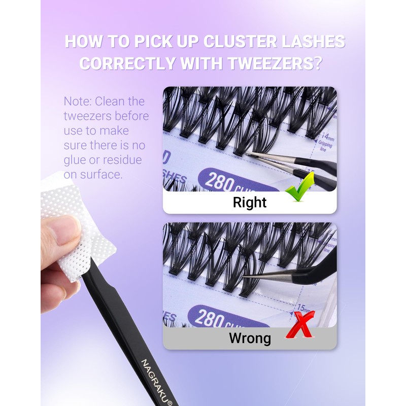 NAGARAKU Individual Eyelash Clusters, 30D, 40D, Mega Volume DIY Set,