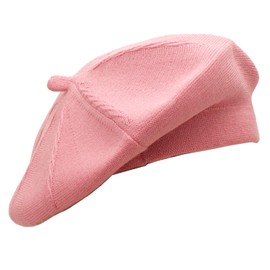Wheebo French Beret Hat,Reversible Solid Color Cashmere Beret Cap for Womens Girls Lady Adults (Pink1)