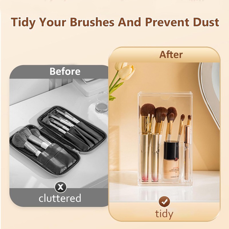 Makeup Brush Holder, Clear Make up Brush Holder with 17