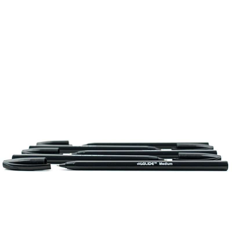 Eziglide Ballpoint Black Pen, Pack of 10 Ballpoint Pens, Smooth