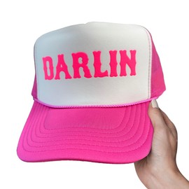 NACRE APPAREL Darlin Puff Print Design Trucker Hat Vinyl Puff Printed Trucker Hat Foam Trucker Hat #083
