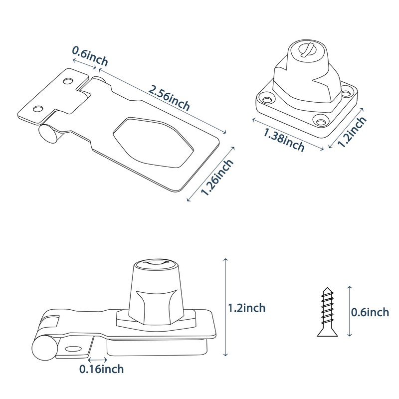 Alise Keyed Hasp Lock,2.5 Inch Safety Packlock Clasp Hasp Lock