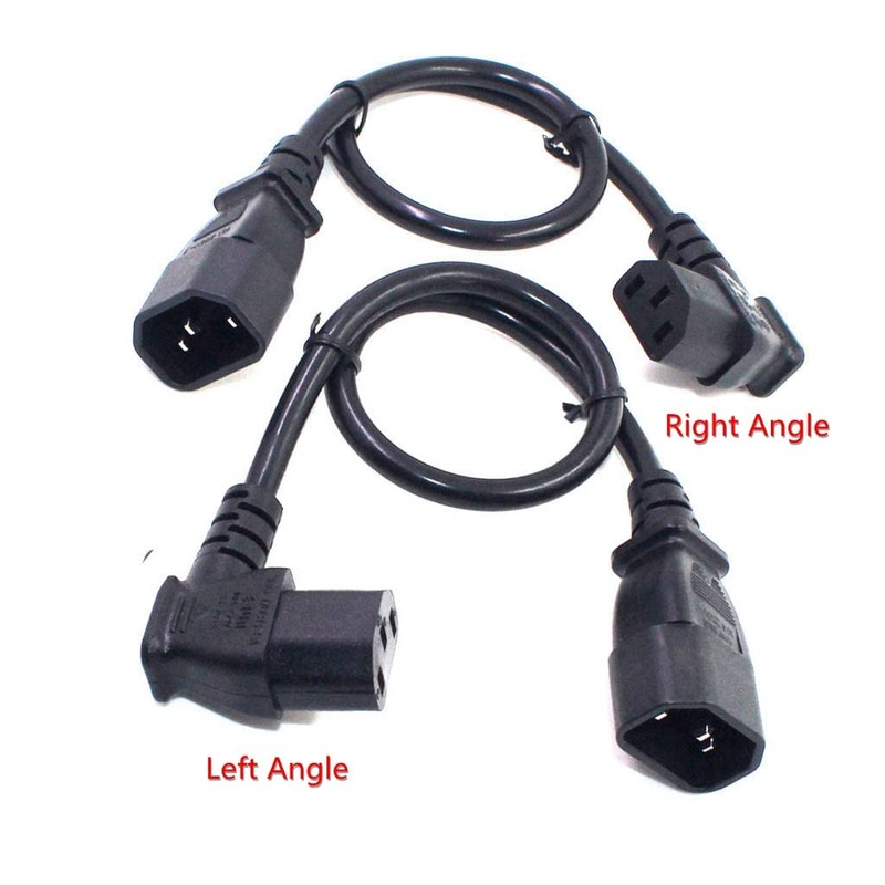 Toptekits C14 to Angled C13 Power Cords - 2ft/60cm, Left
