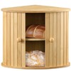 Navaris Wooden Bread Box - Countertop Kitchen Farmhouse Corner Wood