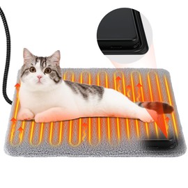 Gulfmew Outdoor Pet Heating Pad with Thermostat, 30W 15.7x12.6 in Indoor and Outdoor Warming Cat House Mat, Outdoors Cat Dog Heated Bed with Antibite Cord for Winter Insulated Waterproof(1 Pack)