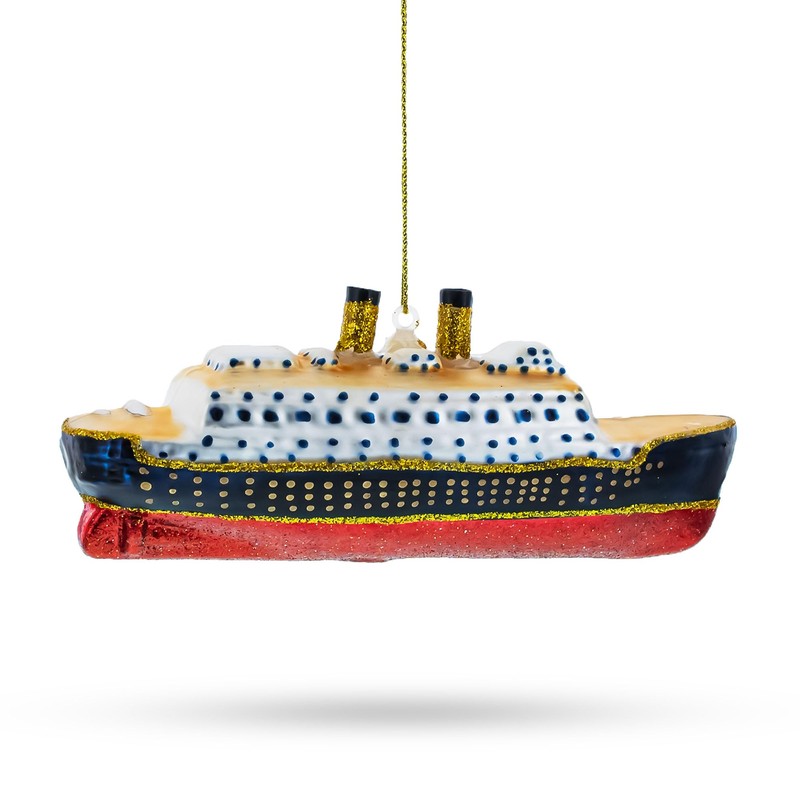 Titanic Ship Blown Glass Christmas Ornament
