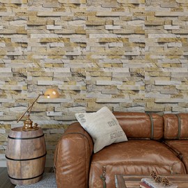 VaryPaper Slate Brick Wallpaper Peel and Stick Stone Wallpaper 15.7''x315'' Self Adhesive Removable Brick Wall Paper Roll Waterproof Brick Contact Paper for Walls Kitchen Bedroom Fireplace Chimney