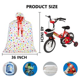 4 Pcs Large Gift Bags Oversized Plastic Storage Bags 48"x 36" with 4 Pcs Pull Flowers for Huge Big Gifts Presents Wrapping Kids Bicycle Bike Goodie Bags, Birthday, Party, New Parents Baby Shower