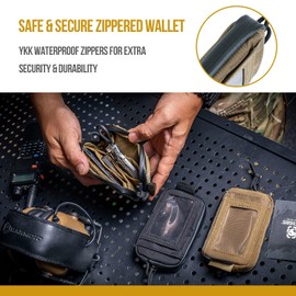 OneTigris Card Holder, Coin Compartment, Tactical Purse, Nylon Wallet with Card Slots, Reusable Packaging, Coyote Brown, Modern