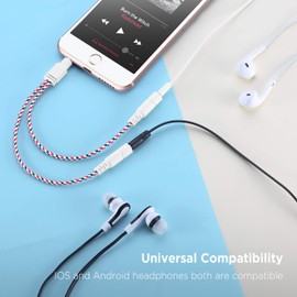 DUKABEL Headphone Splitter, 3.5mm Splitter Cable for Headset [Fine Braided & Gold Plated] Stereo Audio Y Cable AUX Splitter - Compatible for iOS, Android, Smartphones, Tablets & More - (0.85ft/26cm)