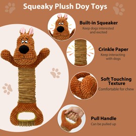 Homounter Dog Toys Interactive Tug of War Puppy Toys with Crinkle Paperand Squeaker, Plush Large Dog Chew Toy Pull Pet Toy for Small, Medium and Large Dogs