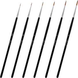 BEIQIYA 6pcs Script Liner Brushes, Extra Fine Long Tip Paintbrush Sets, Pinstriping Outlining Nails Art Painting Tools for Acrylic Gouache Watercolor- Black