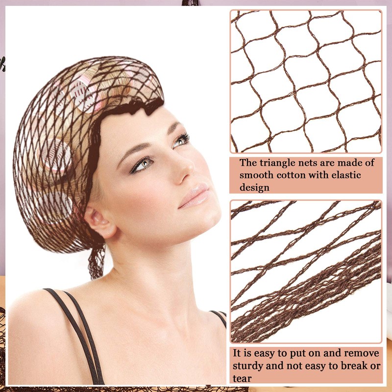 WILLBOND 4 Pcs Cotton Triangle Hair Net for Rollers, Women