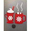 HANDMADE Die Cut / 2 Hot Chocolates Scrapbook / Card Embellishment