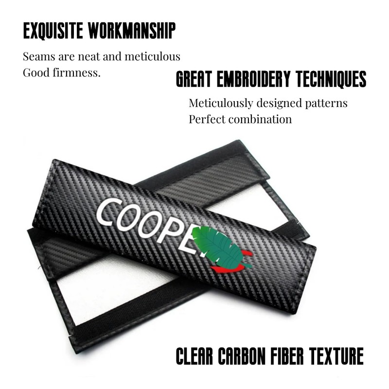 JULOPO 2PCS Carbon Fiber Texture seat Belt Covers Compatible with