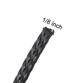sourcing map 25 Ft - 1/8 Inch Expandable Braided Cable Sleeve, PET Cable Management Wire Sleeving Cord Protector, Wire Wrap Loom Tube for TV Computer Audio, Office Home Devices, Black