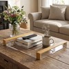 JUIOETUR Acrylic Serving Tray with Wooden Handles, Rectangle