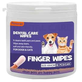 Dog Ear | Eye | Teeth Cleaning Finger Wipes, Pet Dental Care Wipes for Dogs & Cats -Freshens Breath -Remove Plaque and Tartar, No-Rinse Dog Finger Toothbrush, Disposable Gentle Cleaning Wipes, 50 Pcs