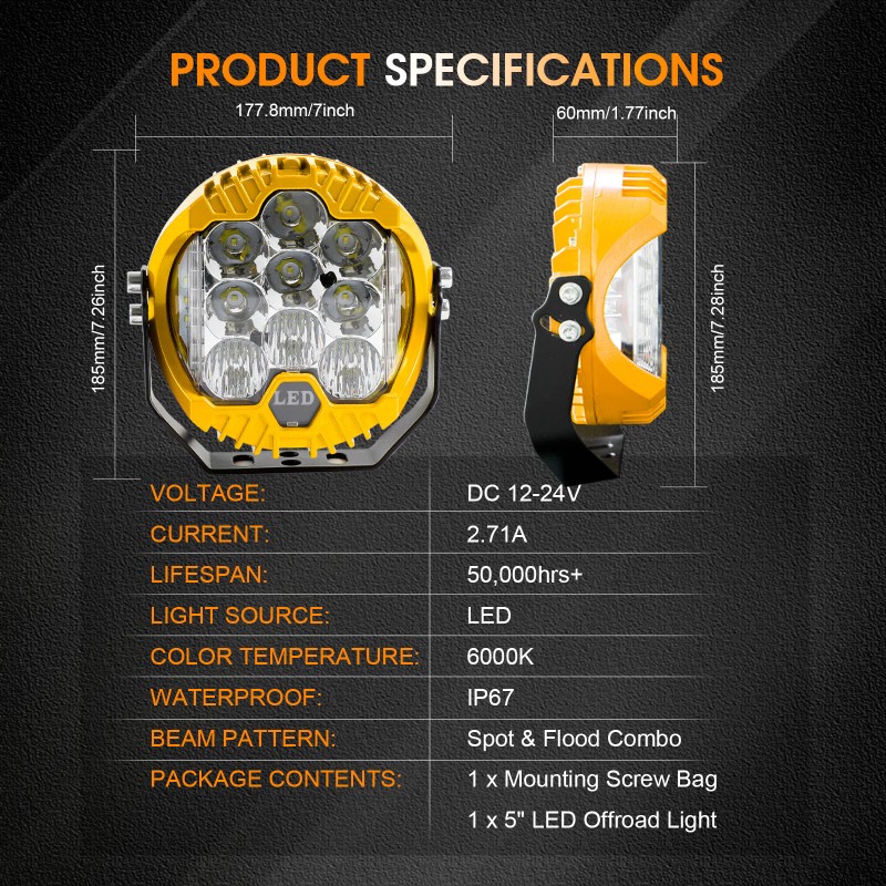 MAYELLO Pair 7"in LED Work Light Bar Pod Spot Flood