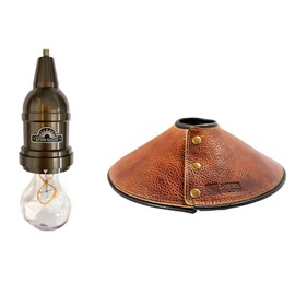 YaeiWorkers AfterGlow LED Lantern Camping Lantern Polycarbonate Bulb Waterproof Level IP44 with Shade (Genuine Leather Brown)