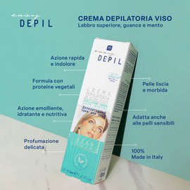 Easy Depil Kit Entschäumer Gesicht (Schnurrbart, Wangen, Kinn, Augenbrauen) 50 ml + Armband Arabesque. Schnell, einfach zu bedienen, effektiv, sicher, mit süßen pflanzlichen Proteinen, glatte Haut.