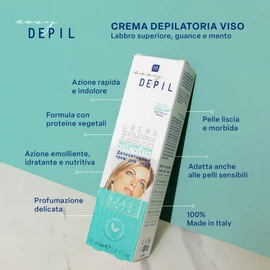 Easy Depil Kit Entschäumer Gesicht (Schnurrbart, Wangen, Kinn, Augenbrauen) 50 ml + Armband Arabesque. Schnell, einfach zu bedienen, effektiv, sicher, mit süßen pflanzlichen Proteinen, glatte Haut.