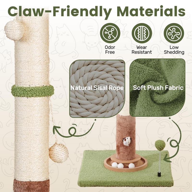 PurrSonic Cat Scratching Post for Indoor Large Kitten Scratch, 35"