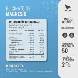 Glicinato Magnesio 100 Cápsulas Alta Absorción Mejora Sueño Salud Osea Ingrediente Puro
