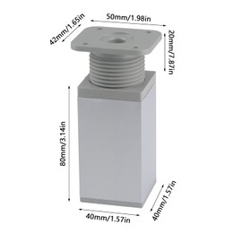 RNHDLY Furniture Legs 40 x 40 x 100 mm(80+20mm) Height Adjustable Cabinet Legs Sofa Legs Adjustable Furniture Feet with Screws for Cupboard,Sofa and DIY Furniture