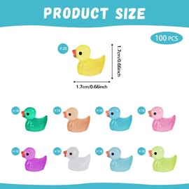 Slzhds 100 Mini Patos, Patos Pequeños, Mini Patos de Resina Luminosos Que Brillan En la Oscuridad para Acuario, Bricolaje Hecho a Mano, Proyecto Escolar, Regalo, Fiesta de Cumpleaños (Pato)