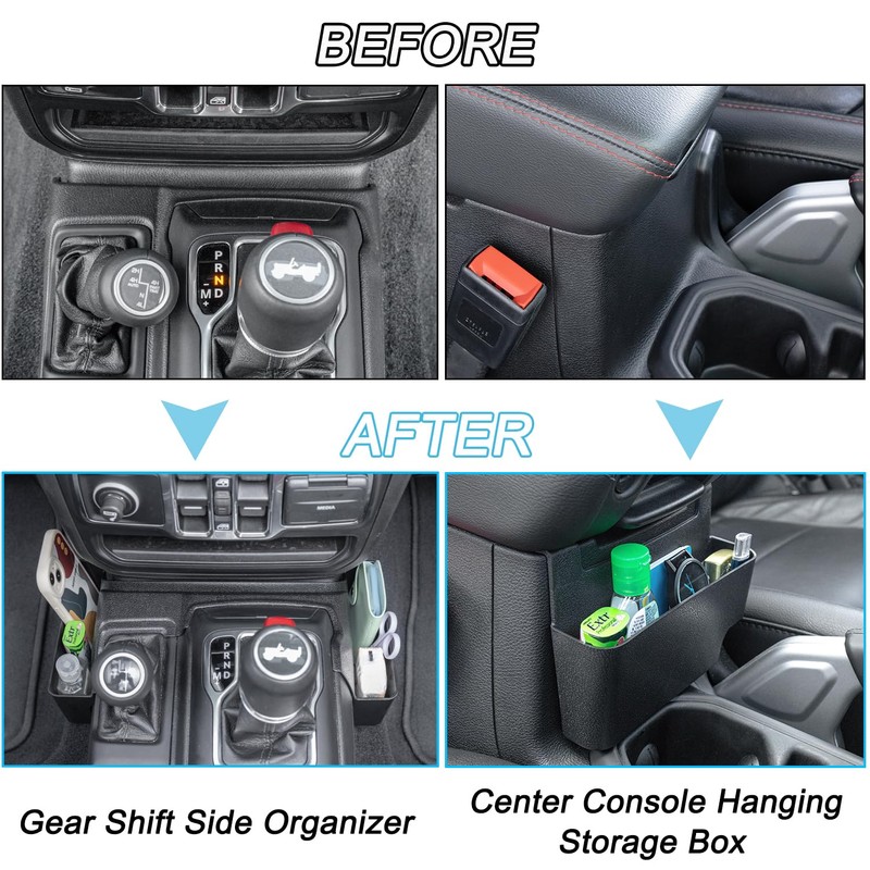 PIMCAR 2PCS Center Console Organizer for 2018-2025 2026 Jeep Wrangler