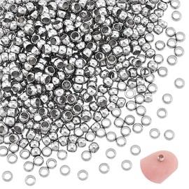 UNICRAFTALE Pack of 500 Round Crimp Beads, Metal Spacer Beads, Bracelet Beads, Stainless Steel Beads, Tiny Rondelle Crimp Beads, Small, Loose, Smooth Beads for DIY Necklace Making, 3 x 2 mm