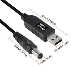 AITRIP 4pcs DC 5V to DC 12V USB Voltage Step Up Converter Cable Power Supply USB Cable with 5.5x2.1mm DC Connect Male 1M for WiFi Router Mini Fan Speaker 3.2ft