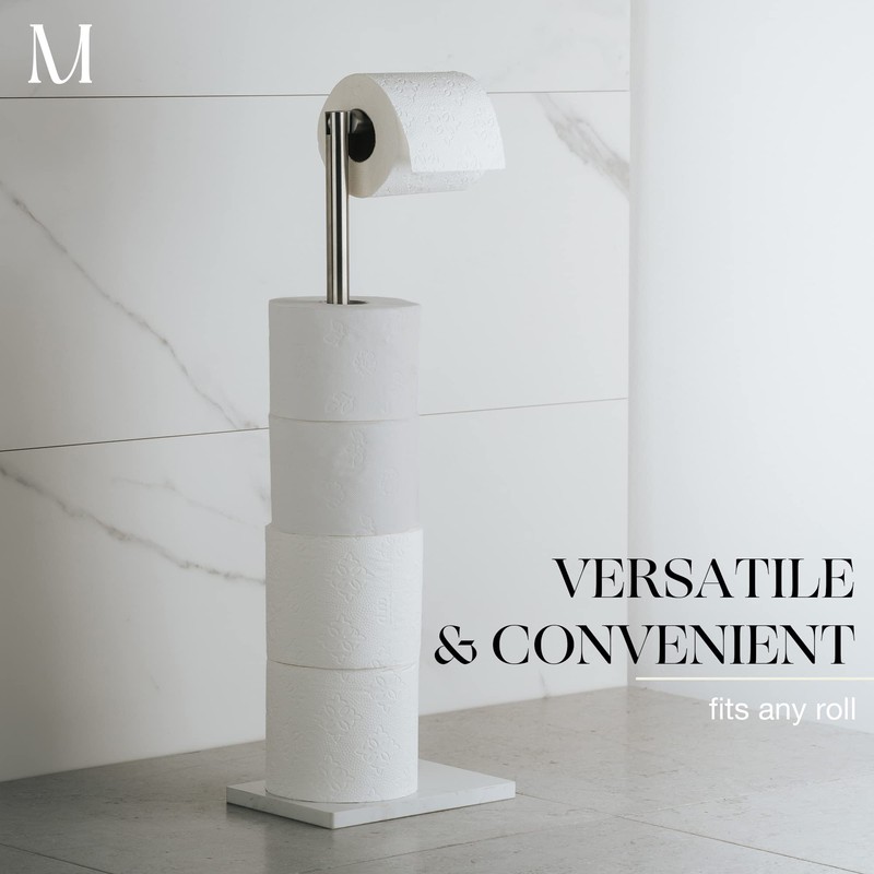 MARMOLUX ACC Free Standing Brushed Nickel Toilet Paper Holder Stand