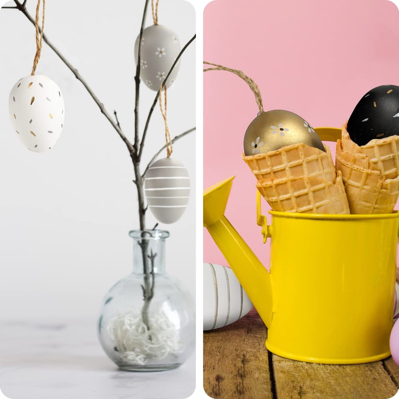 Netuno 12 Easter Eggs with Pendant 4 cm White Black