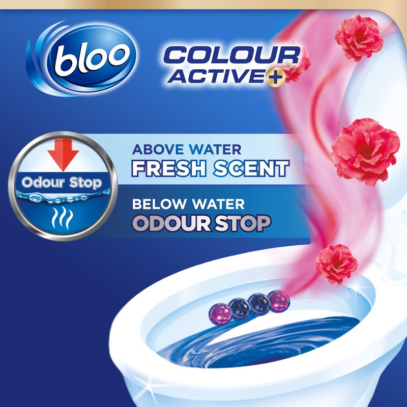 Bloo Colour Active Fresh Flowers Toilet Rim Block, 50g
