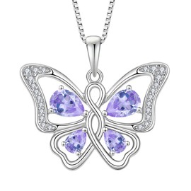 Rocayi Butterfly Necklace 925 Sterling Silver Alexandrite Necklace June Birthstone Jewelry Gifts for Women Wife Mother