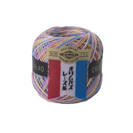 Olympus #40 Col.M4 Mixed Lace Yarn, Gold Tag, Multi-Type, 0.4 oz (10 g), Approx. 35.0 ft (89 m)