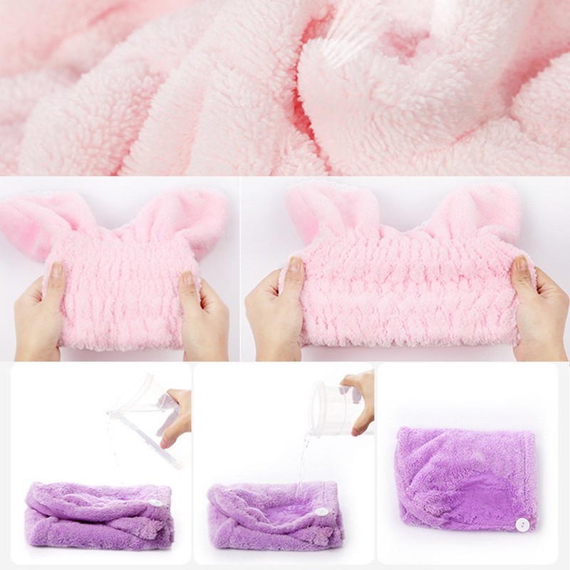 Towel Cap, Cat Ears, Hair Dry Cap, Water Absorption, Drying,