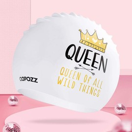 COPOZZ Swim Cap Women Adult, Silicone Waterproof Comfortable Swim Cap for Long and Short Hair (Queen-12yrs+)