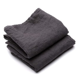 LinenMe Hand Towels Washed Waffle Set of 2 Grey, 50 x 70 cm, Made in Europe, Bath Sheet, European Linen, Machine Washable, Super Absorbent, 100%