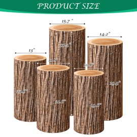 SaitiMade Set of 5 Wood Cylinder Stand Covers, Spandex Pedestal Stand Covers for Party, Wedding or Baby Shower Event Decor (Only Contains Cylinder Covers)