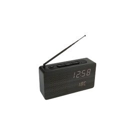 FISURA - Radio Alarm Clock Black Portable Table Radio Digital Alarm Clock with Radio 17.7 x 4.5 x 9 cm Material: Wood